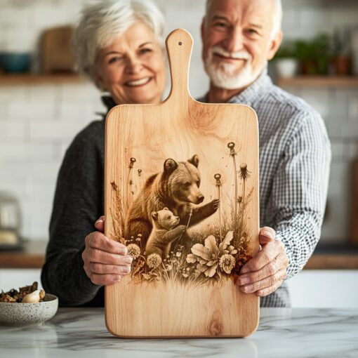 Archivo para grabado de tabla de charcutería, decoración rústica de cocina de oso y cachorro, entretenimiento - Imagen 5