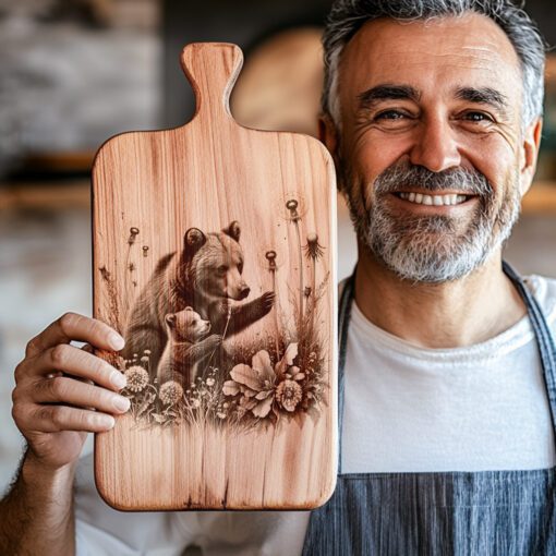 Charcuterie Board Engraving File, Bear and Cub Rustic