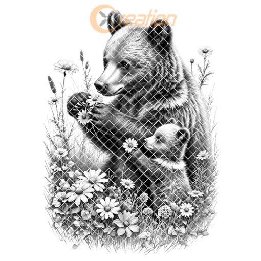 Wurstbrett Gravurdatei, Bärenjunges Blumen Design, Rustikale Küchendeko – Bild 7