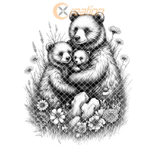 Charcuterie Board Engraving File, Bear Family Meadow, Rustic