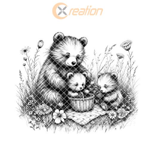 Charcuterie Board Engraving File, Bears Picnic Sketch, Laser