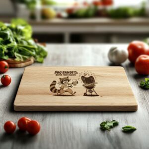 Charcuterie Board Engraving File, Cartoon Raccoon and Eagle,