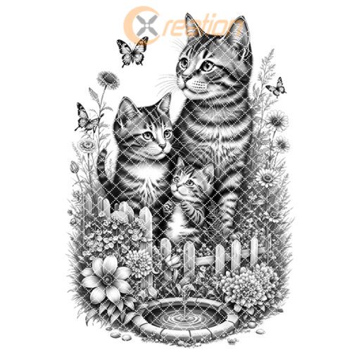Charcuterie Board Engraving File, Cat Family by Fountain,