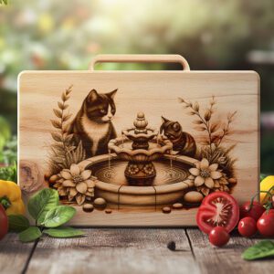 Charcuterie Board Engraving File, Cat Family Design, Laser