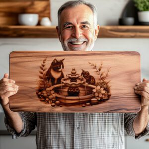 Charcuterie Board Engraving File, Cat Family Design, Laser