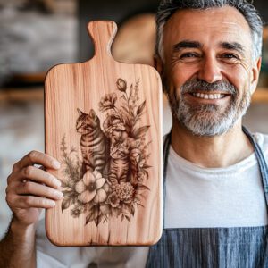 Charcuterie Board Engraving File, Cat Family Floral Decor,