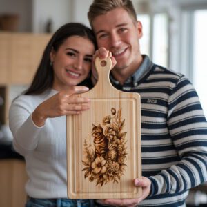 Charcuterie Board Engraving File, Cat Family Floral Decor,