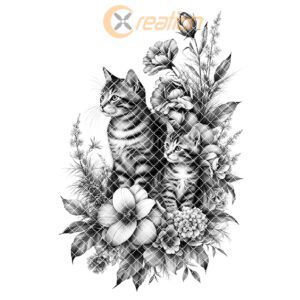 Charcuterie Board Engraving File, Cat Family Floral Decor,
