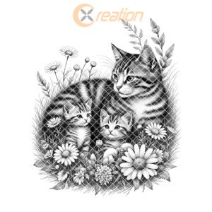 Charcuterie Board Engraving File, Cat Family Floral Garden,