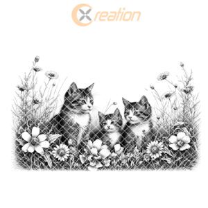 Charcuterie Board Engraving File, Cat Family, Floral Rustic