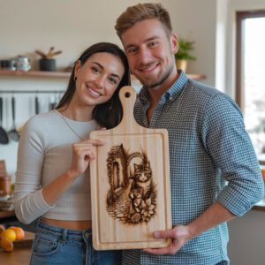 Charcuterie Board Engraving File, Cat Family, House, Flowers,