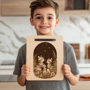 Charcuterie Board Engraving File, Cat Family Starry Sky