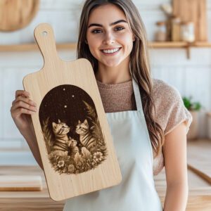 Charcuterie Board Engraving File, Cat Family Starry Sky