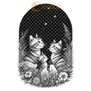 Charcuterie Board Engraving File, Cat Family Starry Sky