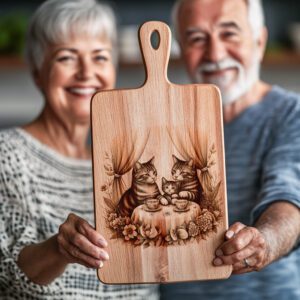 Charcuterie Board Engraving File, Cat Family Tea Party,