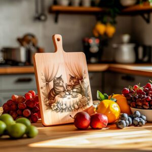 Charcuterie Board Engraving File, Cat Family Tea Party,