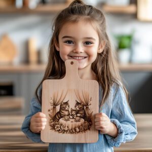 Charcuterie Board Engraving File, Cat Family Tea Party,