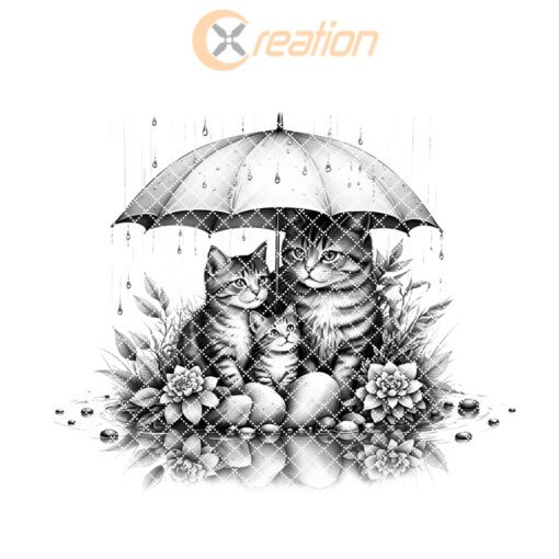 Charcuterie Board Engraving File, Cat Family Umbrella Design,