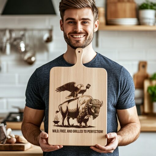 Wurstbrett Gravur Datei, Adler Büffel Design, Rustikale Küchendekor Vorlage – Bild 2