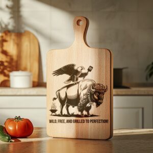 Charcuterie Board Engraving File, Eagle Buffalo Design, Rustic