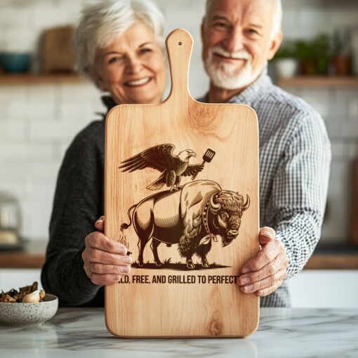 Wurstbrett Gravur Datei, Adler Büffel Design, Rustikale Küchendekor Vorlage – Bild 4