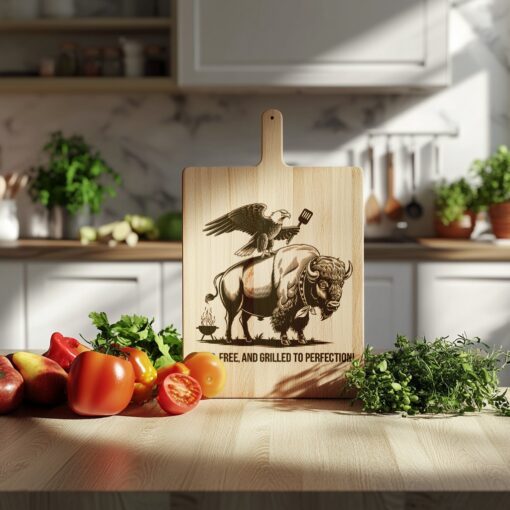 Wurstbrett Gravur Datei, Adler Büffel Design, Rustikale Küchendekor Vorlage – Bild 5
