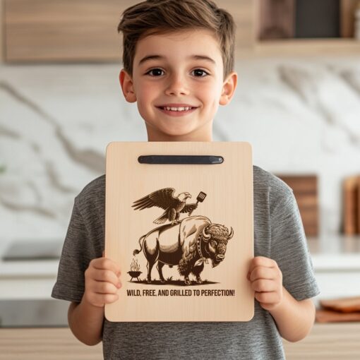 Wurstbrett Gravur Datei, Adler Büffel Design, Rustikale Küchendekor Vorlage – Bild 6