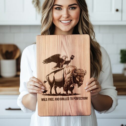 Charcuterie Board Engraving File, Eagle Buffalo Design, Rustic