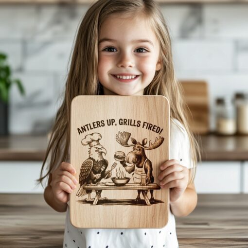 Fichier de gravure pour planche à charcuterie, motif aigle et élan, décoration de cuisine pour barbecue – Image 3