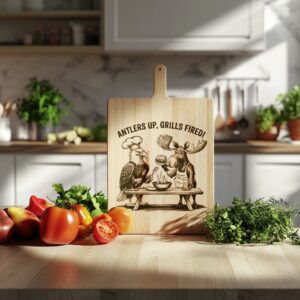 Charcuterie Board Engraving File, Eagle Moose Design, Grilling