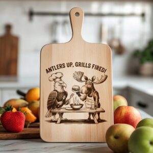 Charcuterie Board Engraving File, Eagle Moose Design, Grilling