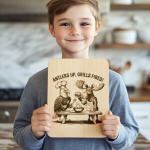 Charcuterie Board Engraving File, Eagle Moose Design, Grilling