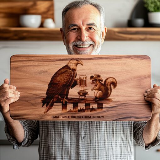 Wurstbrett Gravur Datei, Adler Eichhörnchen Grill Bier Design, Küchendekor Vorlage – Bild 2