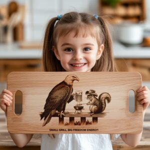Charcuterie Board Engraving File, Eagle Squirrel Grill Beer