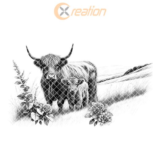 Charcuterie Board Engraving File, Highland Cow Family, Rustic