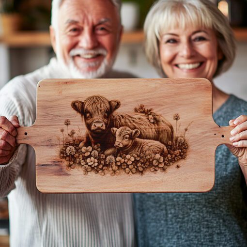 Charcuterie Board Engraving File, Highland Cow Farmhouse Kitchen