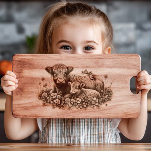 Charcuterie Board Engraving File, Highland Cow Farmhouse Kitchen