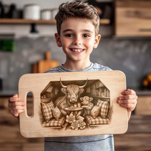 Charcuterie Board Engraving File, Highland Cow Farmhouse Kitchen