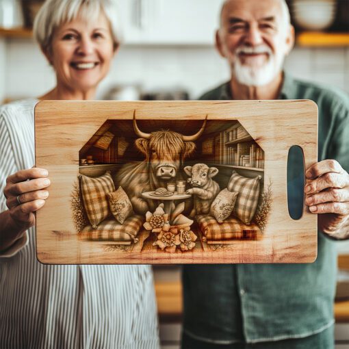 Charcuterie Board Engraving File, Highland Cow Farmhouse Kitchen