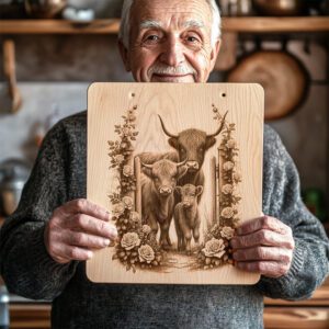 Charcuterie Board Engraving File, Highland Cow Rustic Kitchen