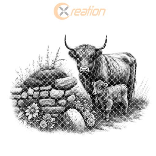 Charcuterie Board Engraving File, Highland Cow Stone Wall,