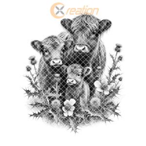 Charcuterie Board Engraving File, Highland Cow Thistle Design,