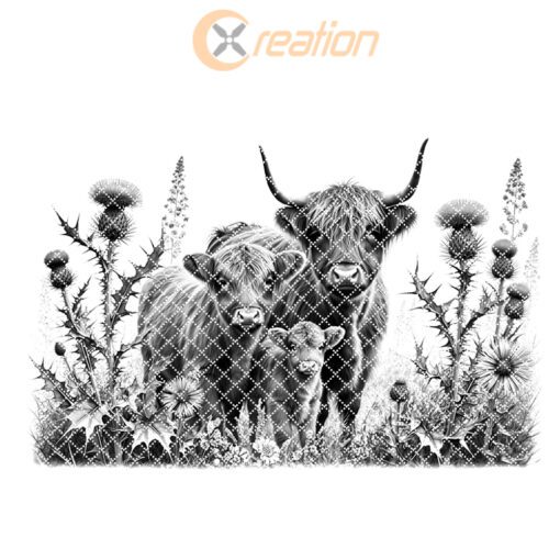 Charcuterie Board Engraving File, Highland Cow Thistle Design,