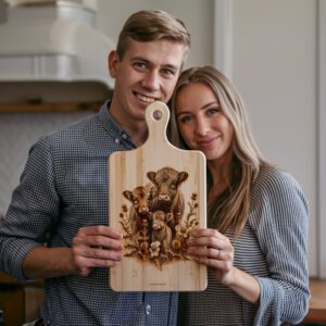 Charcuterie Board Engraving File, Highland Cow Thistle Design,