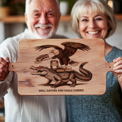 Wurstbrett Gravur Datei, Laser Design mit Adler, Alligator, Grill, Bier – Bild 5