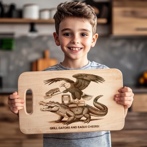 Wurstbrett Gravur Datei, Laser Design mit Adler, Alligator, Grill, Bier – Bild 6