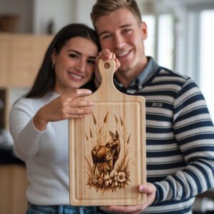 Charcuterie Board Engraving File, Moose and Deer, Rustic