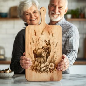Charcuterie Board Engraving File, Moose and Deer, Rustic
