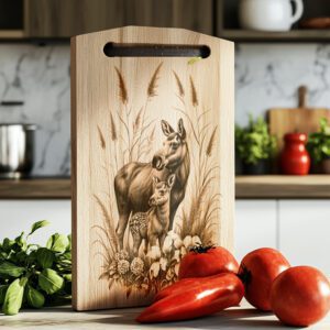 Charcuterie Board Engraving File, Moose and Deer, Rustic