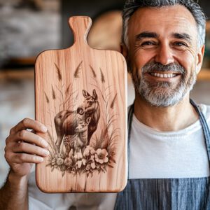Charcuterie Board Engraving File, Moose and Deer, Rustic